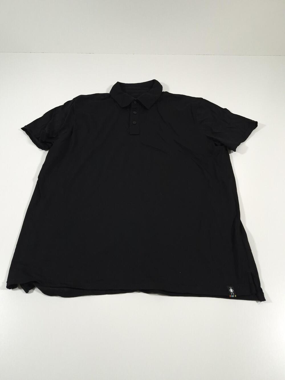 Smartwool Merino 150 Polo Shirt Mens L Black Lightweight Wool Knit FLAW
